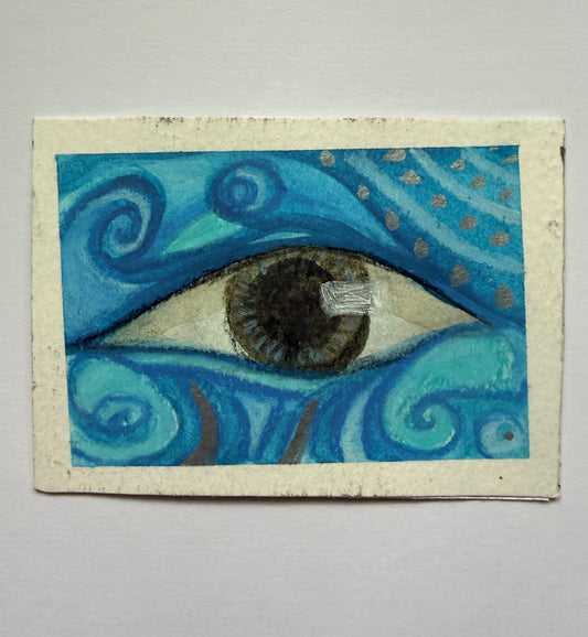 Blue Oracle original eye ACEO miniature artwork