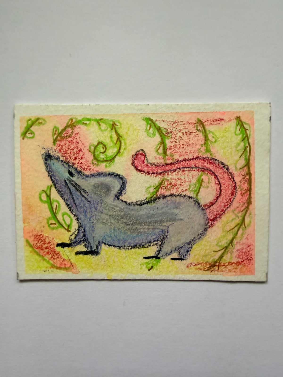 Garden Rat original rat ACEO miniature artwork