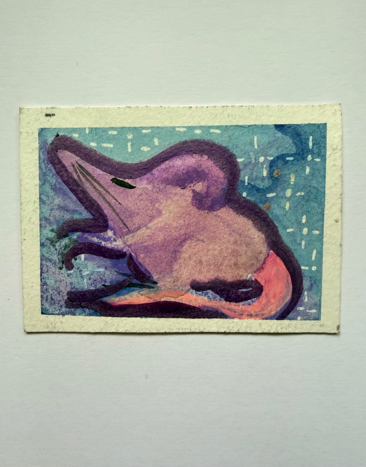 Night Rat original purple rat ACEO miniature artwork